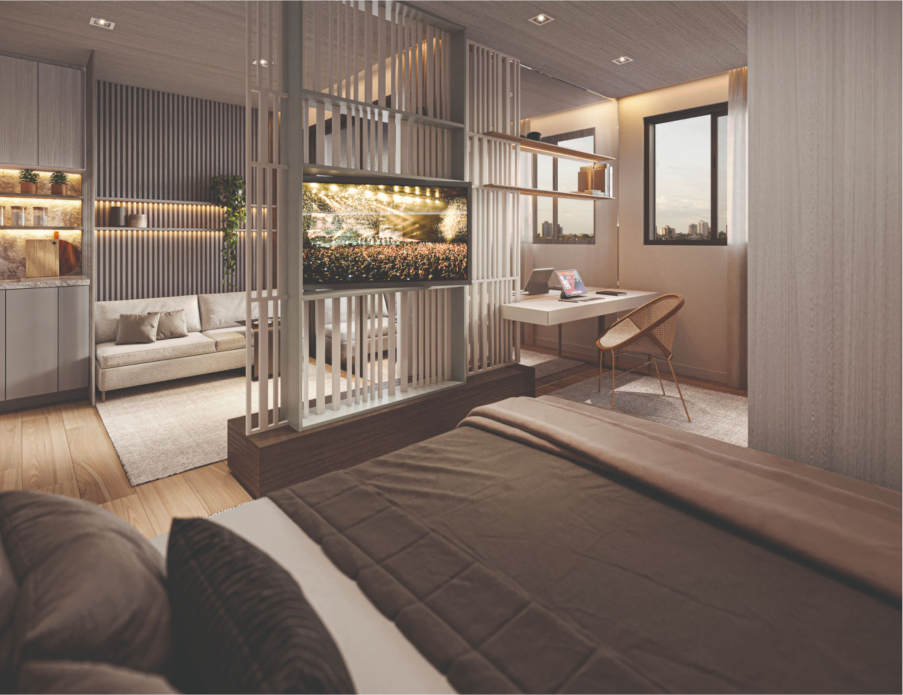 Apartamento de ​  1 quarto – sala integrada​